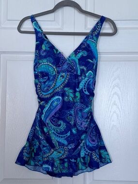 Ocean Dreams Signature Tankini Swimsuit Blue Paisley